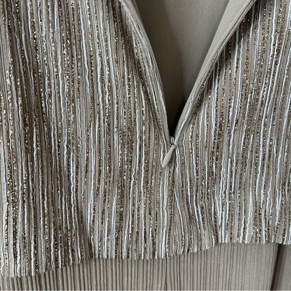 Alex Evenings Gold Metallic Shimmer Maxi Dress Size 14 - Picture 9 of 10